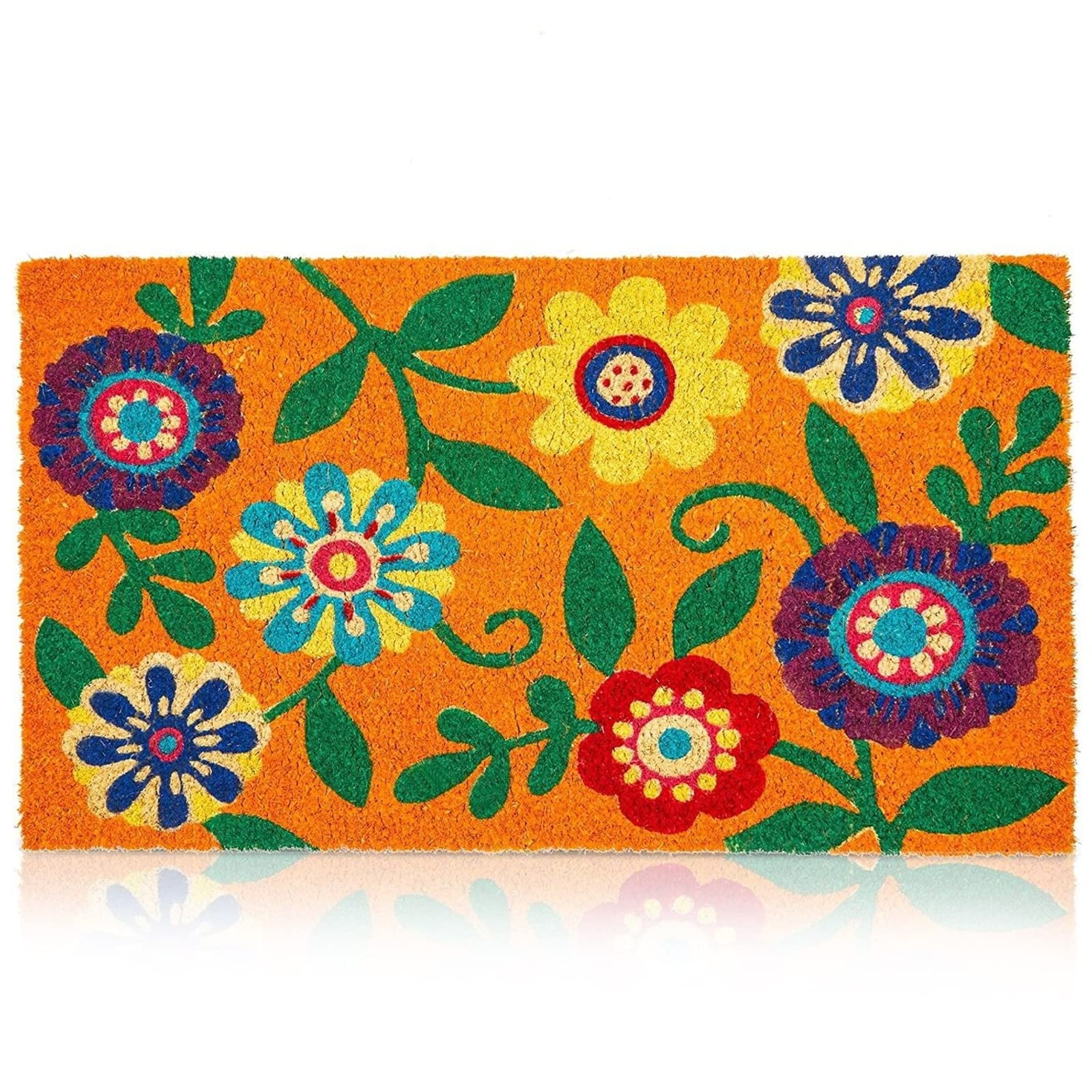 Felpudo Juvale Summer Welcome, Fibra De Coco Floral, 43 X 76 Cm, Para Exteriores