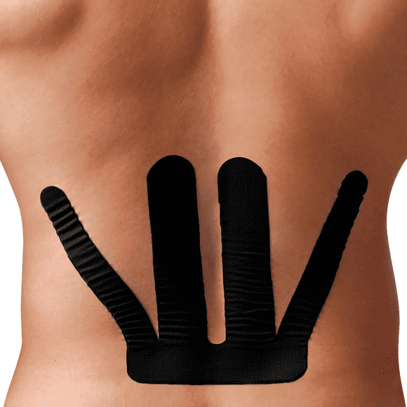 Tape Kinesiológico Spidertech Precortado - Zona Lumbar color Negro