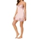 thumbnail image 4 of INSPIRE CHIC Vestido de Dormir Mini de Satén para Mujer con Encaje, Camisón con Almohadillas Incorporadas y Tirantes Ajustables M Rosa, 4 of 7