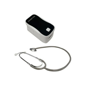 Maxcare - Pack Estetoscopio Básico Gris + Oxímetro De Pulso Nuevo Negro