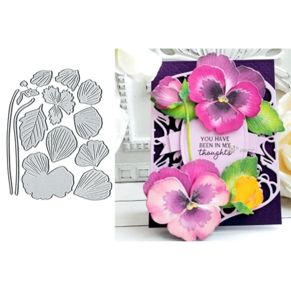 Troqueles metálicos Yeyert de flor y hoja de primavera para tarjetería