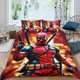 thumbnail image 2 of Deadpool Dead Pool Conjunto de sábanas temático, trío de piezas, cómodo y amigable con la piel, diseño único, regalo de decoración para el hogar para familiares, amigos y fans,140cm *210cm, 2 of 6