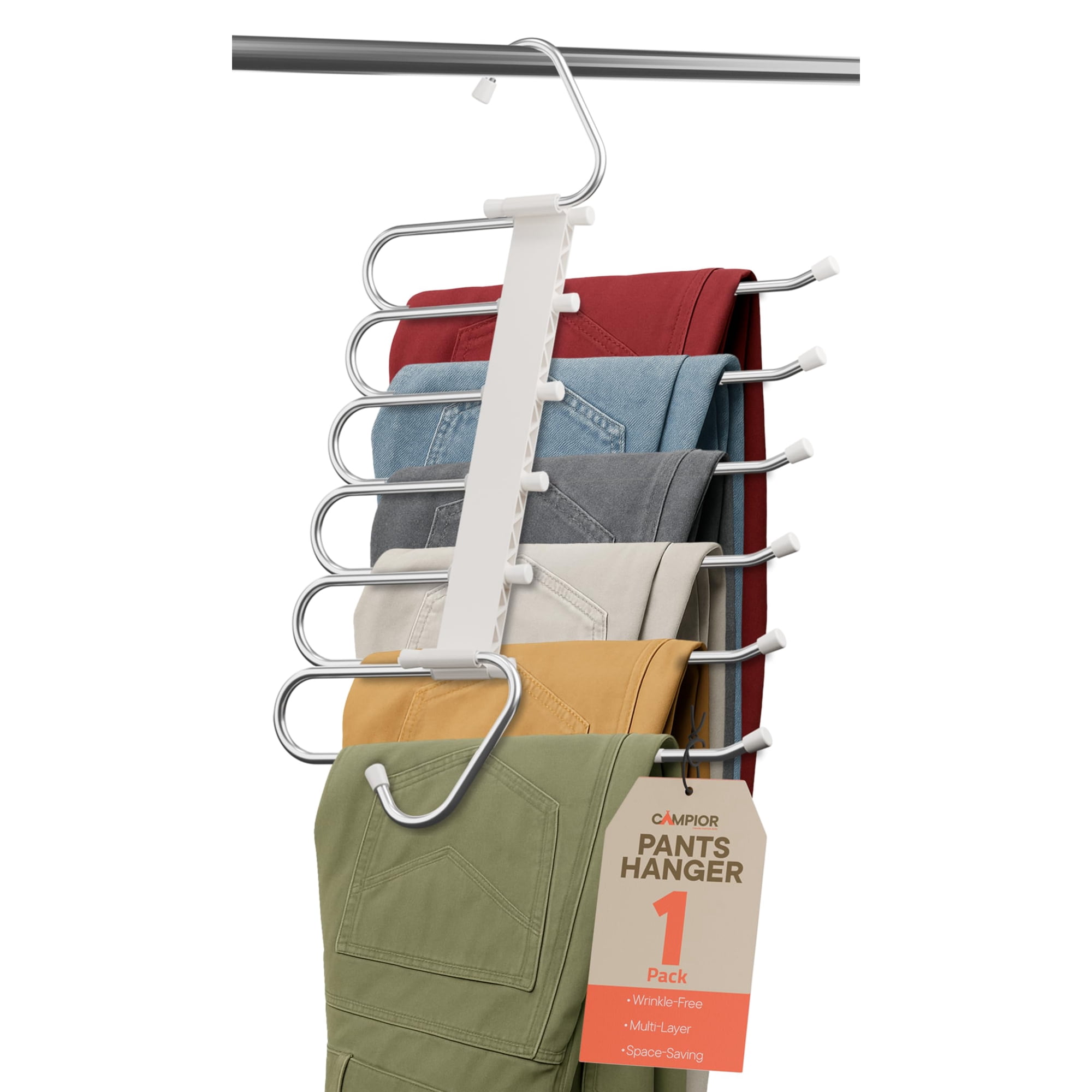 Perchero Para Pantalones Campior De 6 Niveles, Organizador Que Ahorra Espacio