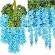 thumbnail image 3 of Xiao Hua Juego de 12 Piezas, Corona Colgante de Flores de Enredadera de Glicinia artificial de 3.6 Pies, Cuerda de Flores de Seda, Decoración para Fiesta Familiar y Boda, Azul, 3 of 4