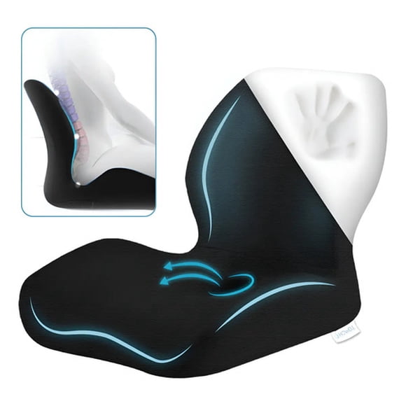 Cojín Ortopédico Asiento Y Espalda Lumbar 2 En 1 Howell Negro Malla Transpirable
