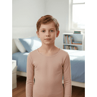 Grupo Agw - Pack 3 Camisetas Niño 100% Algodón Manga Larga Beige - 16