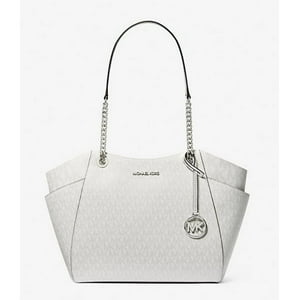 Cartera Michael Kors Jet Set Large Logo Shoulder Bag White/Silver