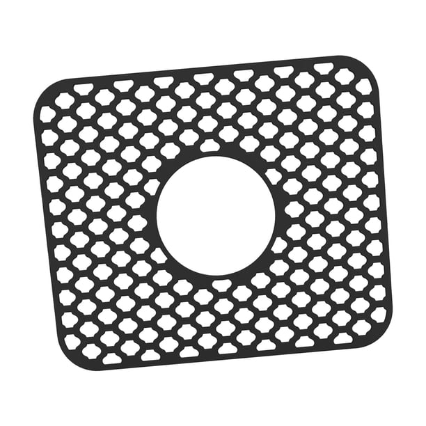 Alfombrilla de silicona para fregadero, accesorio de rejilla protectora para fregadero de cocina con drenaje central, rejillas de fregadero plegables , negro