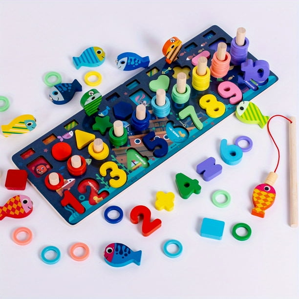 Wooden Multifunctional Children's Puzzle Toys, Early Education And Intelligence Development Teaching Aids For Infants And Toddlers, With Number Boards
