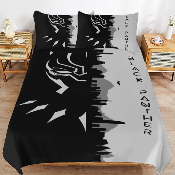 Black Panther Bedding Sets Ultra Soft Skin-Friendly Duvet Cover 3 Piece, Cute Comforter Cover Bed Set for Boys Girls Kids