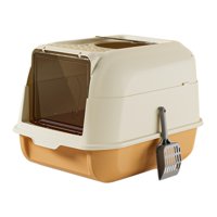 Magideal - Caja De Arena Para Gatos Con Tapa, Bandeja De Arena Para Gatos De Interior, Inodoro Grande De Doble Puerta, Bandeja De Arena Para Gatos Con Pala Para , Naranja
