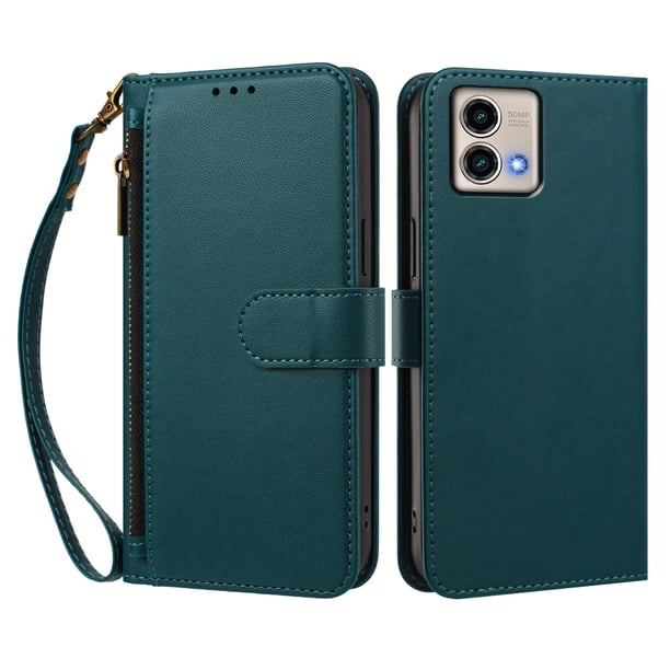 Funda Tipo Billetera para Motorola Moto G Stylus 5G 2023 con Soporte y Bolsillo con Cierre Verde