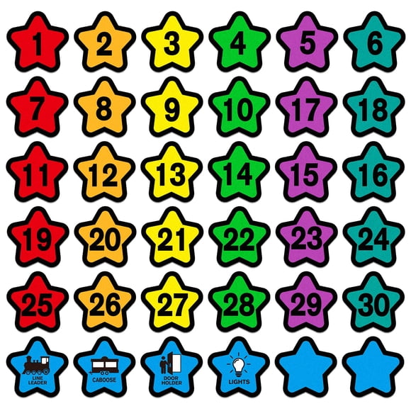 Pegatinas con números de piso WhatSign Line Up Spots, 36 unidades, para aula