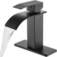 Grifo De Baño Ryuwanku Negro Mate En Forma De Cascada De Una Sola Manija