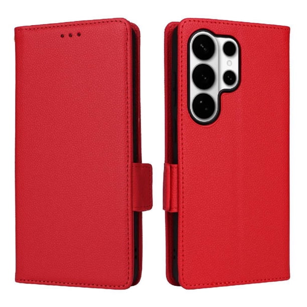 Funda Cartera para Samsung Galaxy S26 Ultra Tapa Flip con Ranuras y Soporte Rojo