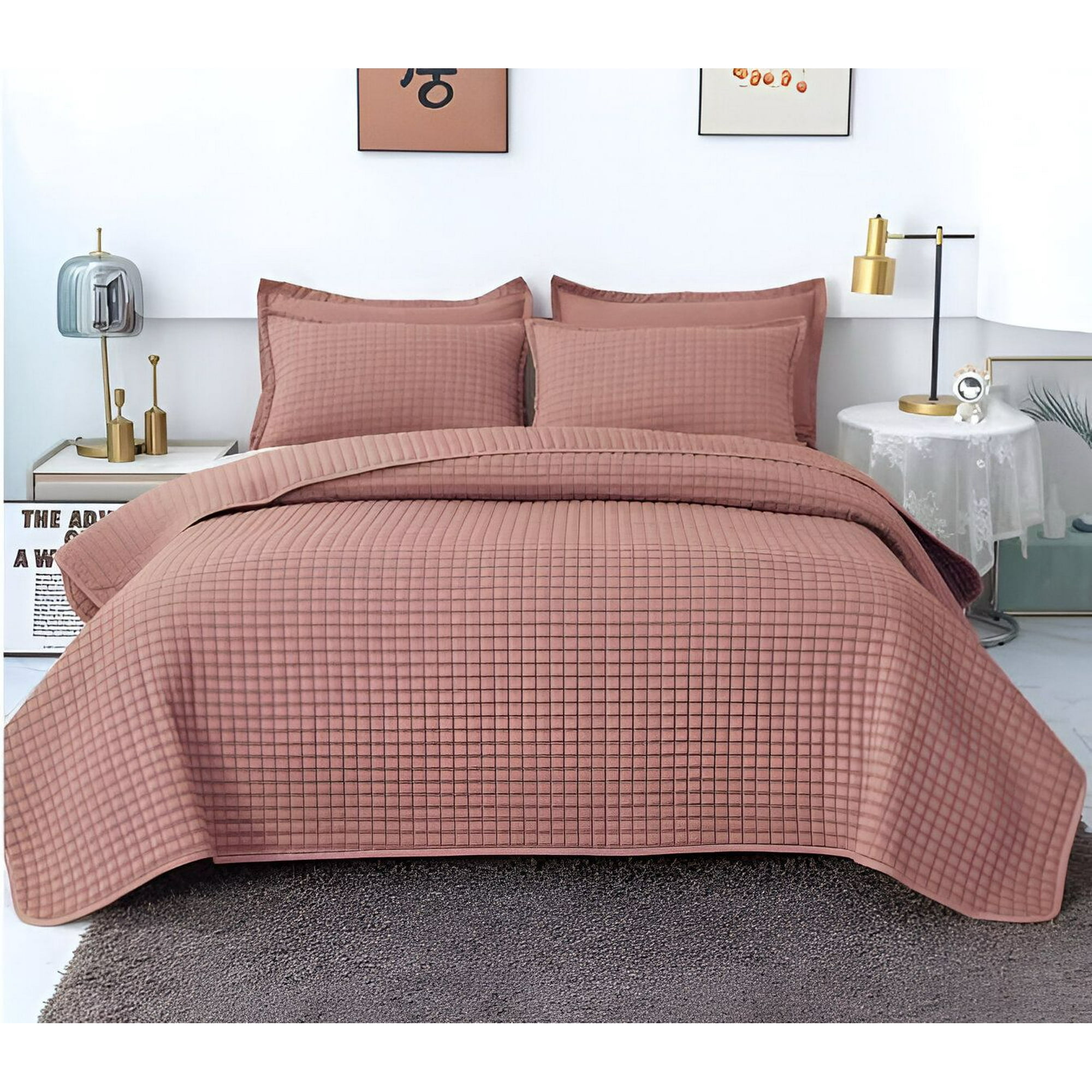 Imac Hogar - Cobertor De Lujo Quilt Verano Plaza Y Media Rosa