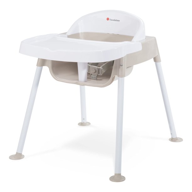 Silla de alimentación Foundations Secure Sitter 13 con bandeja, color blanco/marrón
