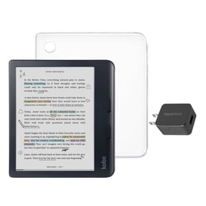 Ereader Kobo Libra De Color Negro Con Paquete De Funda Y Adaptador De Corriente Alterna