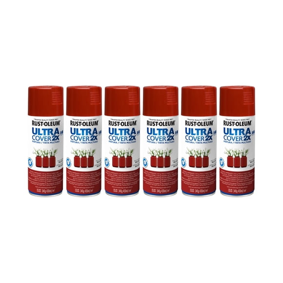 Pack 6 Und. Pintura en Spray Ultra Cover 2X Multiuso Rojo Colonial Brillante 340 g 700071