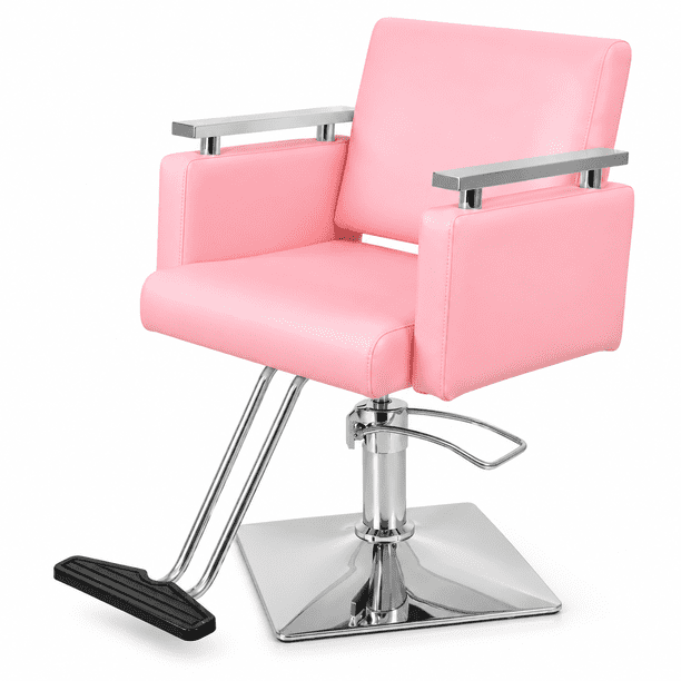 Silla Sillon Barberia Estetica Hidraulico Giro 360 Grados De Respaldo Fijo Soporta 150 Kg Rosa