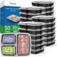thumbnail image 1 of Contenedores para Alimentos Dealusy Paquete de 50 de 32 oz con 3 Compartimentos, 1 of 7