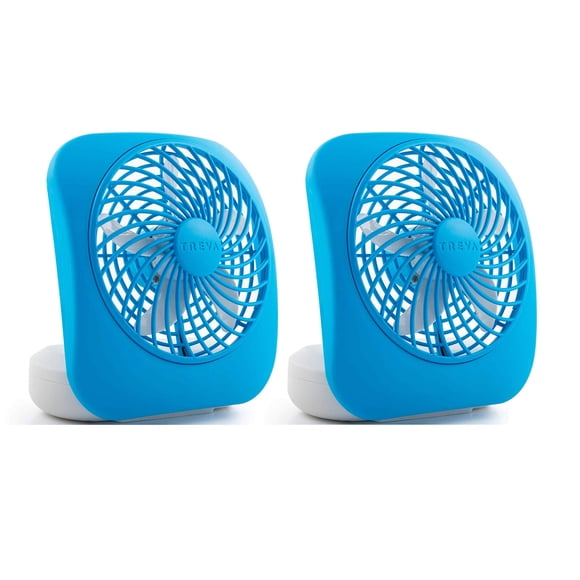 Ventilador a batería O2COOL Treva de 5 pulgadas, 2 velocidades, azul, paquete de 2