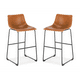 thumbnail image 1 of Pack 2 Taburetes Leah Asiento De Cuero 65cm Alta Calidad Base Matalica, 1 of 3