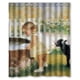 thumbnail image 1 of Cortina de ducha con diseño de gatos vintage y ganchos, tamaño 60 x 72 pulgadas, 1 of 3