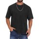 thumbnail image 4 of INSPIRE CHIC Camiseta de Hombre Retro Desgastada Cuello Redondo Manga Corta Sólida XL Negro, 4 of 5