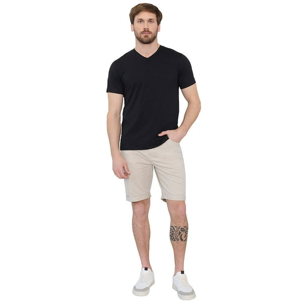 Bermuda Hombre Roll Up Ecru Liso Corona