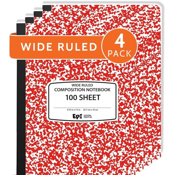 Cuaderno EPI paquete de 4 de 24,7 x 19 cm, rayado ancho, 200 páginas