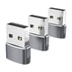 thumbnail image 1 of 3 Uds Tipo C 3,1 A USB 2,0 Adaptador Enchufe Transmisión De Datos Para Auriculares Gris, 1 of 5