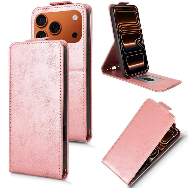 Funda tipo folio para iPhone 17 Pro con soporte magnético y protección para la cámara Oro rosa