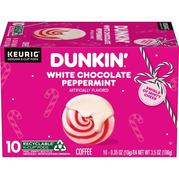 Café Dunkin' White Chocolate Peppermint K-Cup Pods 10 unidades