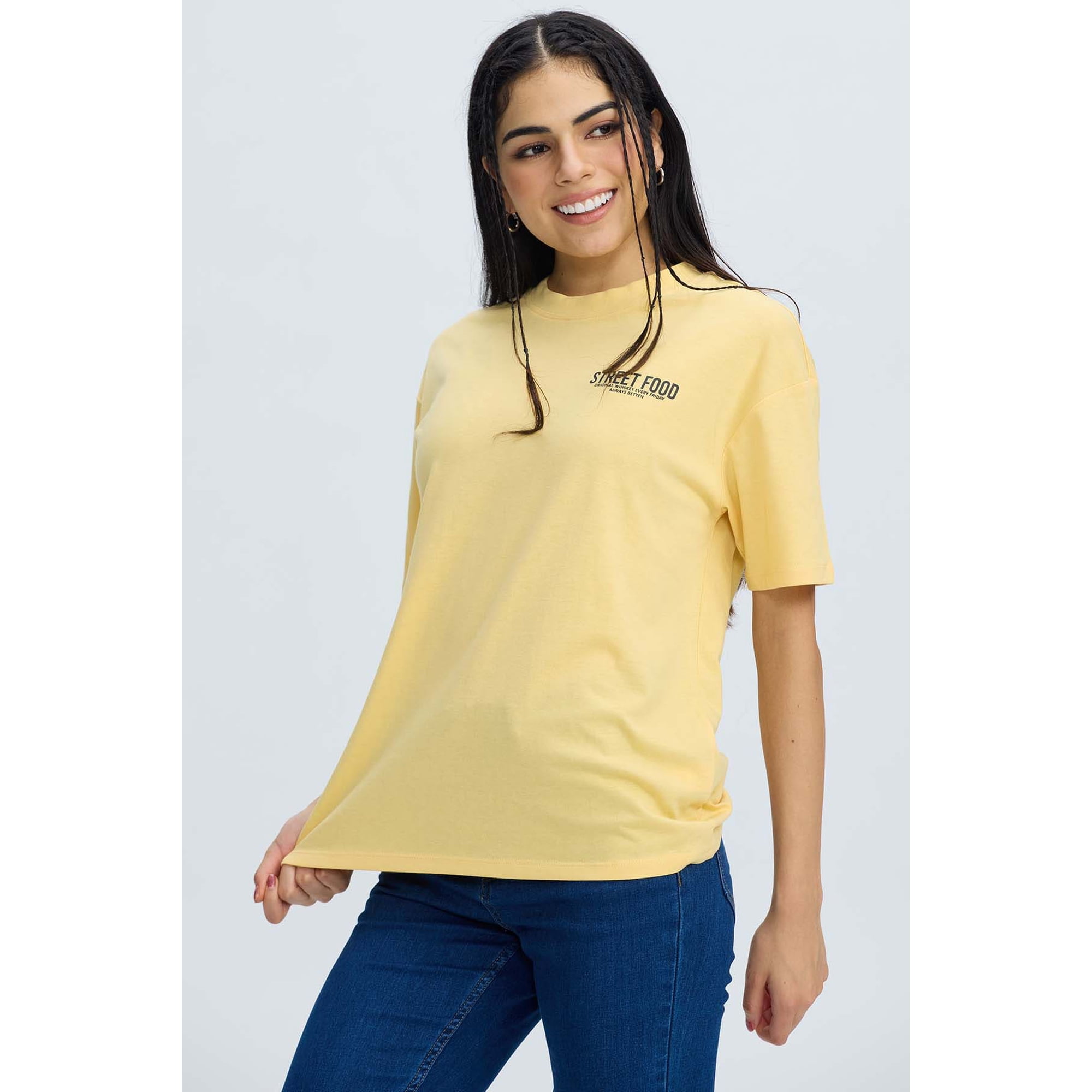 Fashionspark - Polera Mujer Oversize Amarillo
