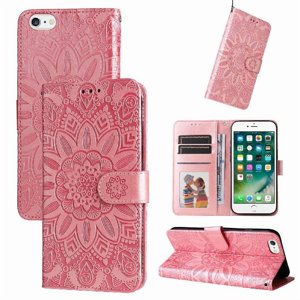 Funda Tipo Cartera Foxdock Para Iphone 6 Plus , Diseño Girasol En Relieve, Cuero Pu, Cierre Magnético, Soporte Y Tarjetero