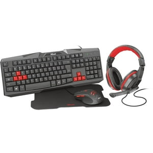 Kit Gamer 4 En 1 Ziva Trust Teclado Mouse Audífonos Mousepad