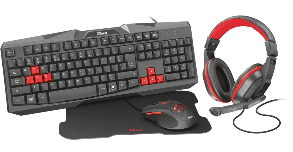 Kit Gamer 4 En 1 Ziva Trust Teclado Mouse Audífonos Mousepad
