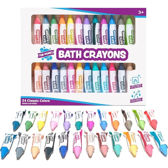 Crayones de baño Tub Works Smooth, paquete de 24 unidades, no tóxicos, lavables