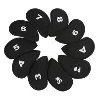 Magideal - 10 Fundas Protectoras Para Cabezas De Hierro De Golf, Regalos Para Golfistas Profesionales, Fundas Universales Para Cabezas De Palos De Golf Para Depo Negro