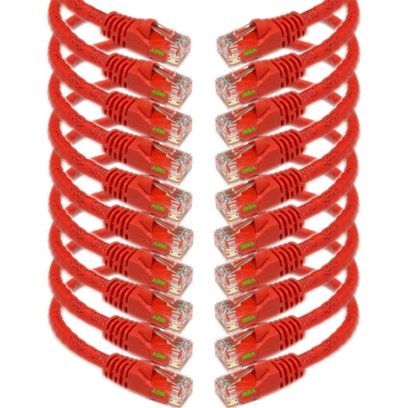 Paquete de 10 Cables Ethernet Cat6 iMBAPrice 1.5 m Rojo