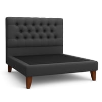 Ethan Desing - Cama 1 Plaza Modelo Capitoné Gris Grafito Respaldo + Base