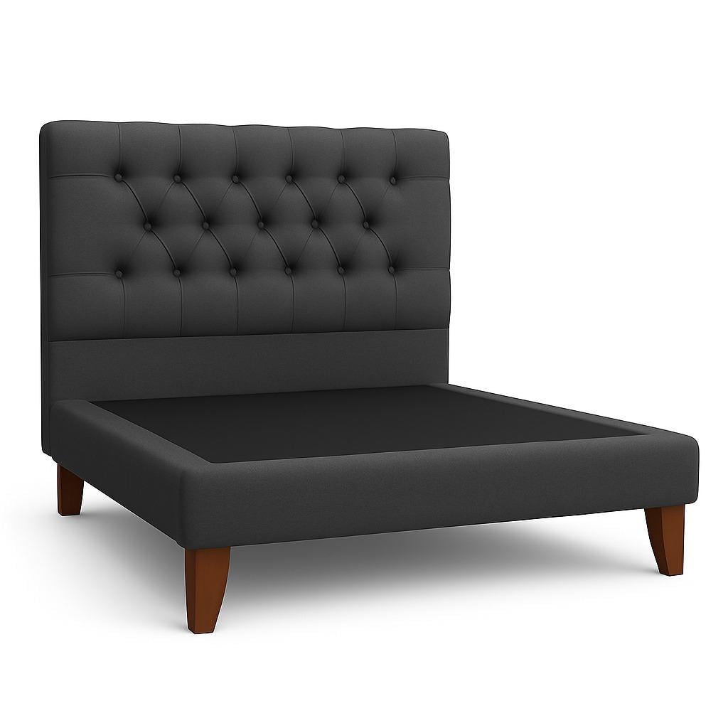 Ethan Desing - Cama Plaza Y Media Gris Grafito Respaldo + Base