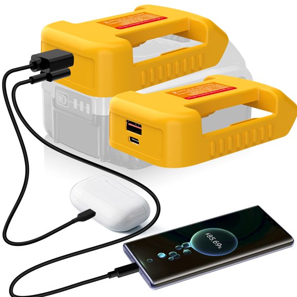 Adaptador cargador USB DEWDYS para batería Dewalt de 20V y 60V, paquete de 2