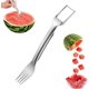 thumbnail image 1 of Cortador fruta acero inoxidable 2 en 1 mejorado sandía tenedor camping, 1 of 7