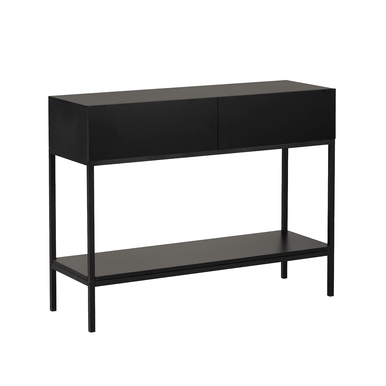 Mesa Arrimo Relan Mueble Recibidor Con 2 Cajones Y Estante Color Negro
