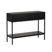 Mesa Arrimo Relan Mueble Recibidor Con 2 Cajones Y Estante Color Negro