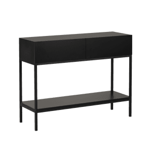 Mesa Arrimo Relan Mueble Recibidor Con 2 Cajones Y Estante Color Negro