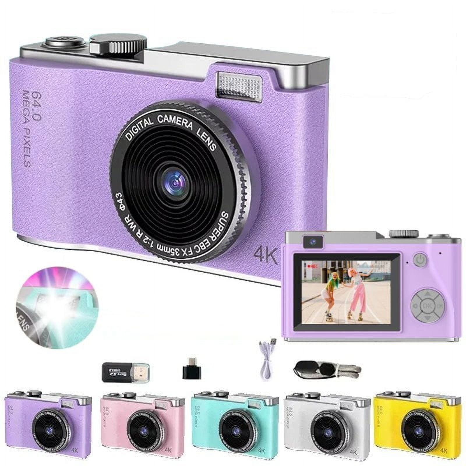 Ausek - Cámara Retro Moda Digital 4k 64mp 16x Para Niños Y Adultos - Gris