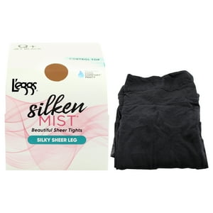 Medias Transparentes De Seda Silken Mist, Hermosas Y Sedosas, Lsm202 Jet Black De Leggs Para Mujer, 1 Par De Pantimedias (Talla Grande)